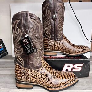 Rancho Semental Honey Caiman Belly Western Boots Mens 9.5 Leather Cowboy NWT